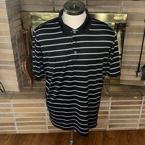 Men’s Adidas Puremotion Golf Polo Black/White Stripes Size Large